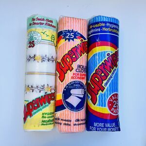 3 Vintage Johnson&Johnson Superwiper Rolled Cloth Hygienic Reusable All Purpose